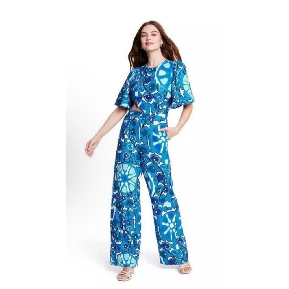 Rhode X Target Jumpsuit blue floral‎ size small